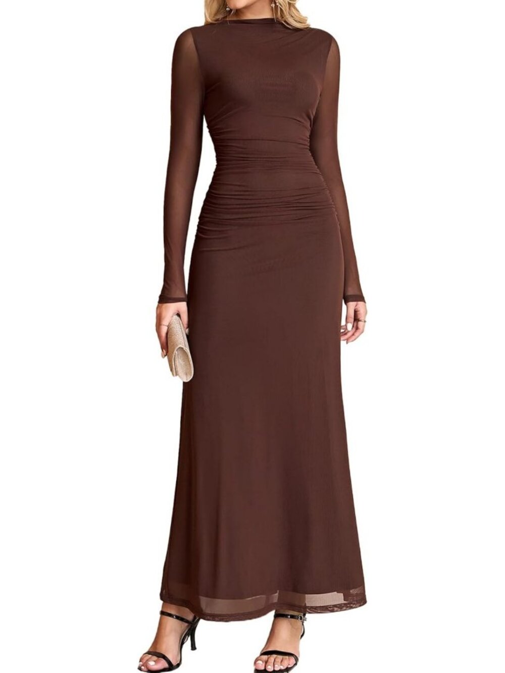 Floral Maxi Dress for Women | Long Sleeve Bodycon Dress | Fall Wedding Guest